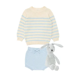minnow Clothing<Baby Boys Knit Bundle Cream And Blue Stripe