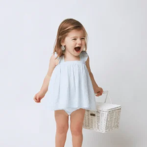 minnow Clothing<Baby Flutter Tank Bloomer Set Powder Blue Stripe