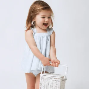 minnow Clothing<Baby Flutter Tank Bloomer Set Powder Blue Stripe