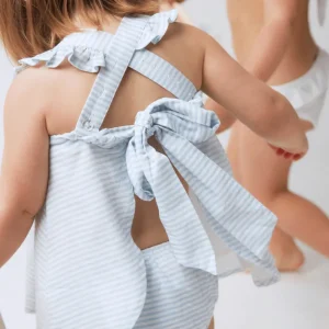 minnow Clothing<Baby Flutter Tank Bloomer Set Powder Blue Stripe