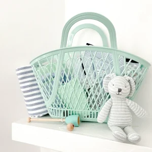 minnow Toys<Blue Stripe Cotton Knit Bunny