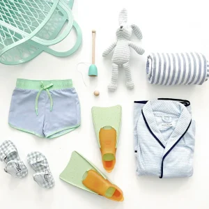 minnow Toys<Blue Stripe Cotton Knit Bunny