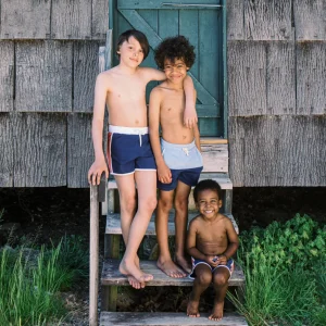 minnow Boardies<Boys And Dusty Red Boardie | Swim Navy