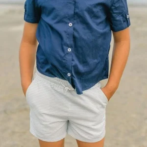 minnow Bottoms<Boys Canvas Short Powder Blue Stripe