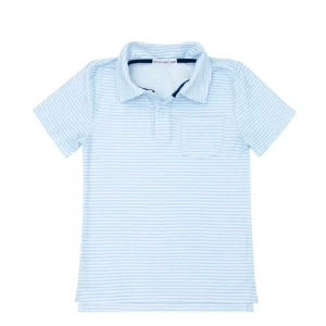 minnow Tops<Boys Cotton Polo Powder Blue Stripe