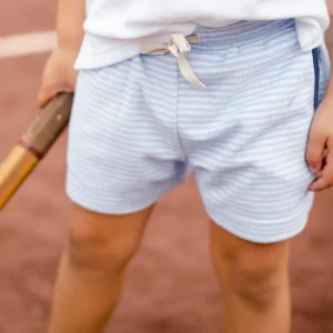 minnow Bottoms<Boys French Terry Short Powder Blue Stripe