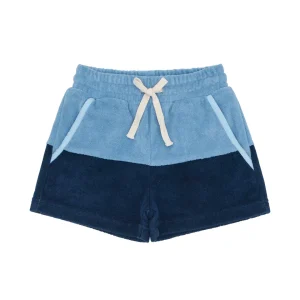 minnow Bottoms<Boys French Terry Short | Swim Freshwater Blue Navy Colorblock
