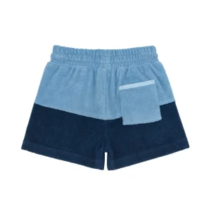minnow Bottoms<Boys French Terry Short | Swim Freshwater Blue Navy Colorblock