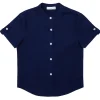 minnow Tops<Boys Short Sleeve Button Down Shirt Navy