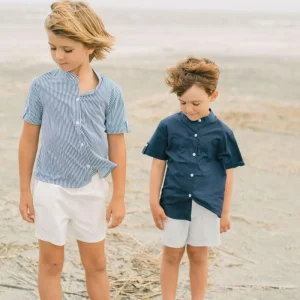 minnow Tops<Boys Short Sleeve Button Down Shirt Navy