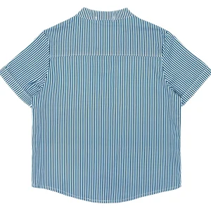 minnow Tops<Boys Short Sleeve Button Down Shirt Navy Stripe