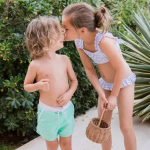 minnow Bikinis<Girls Bikini Bottom Oasis Blue Gingham