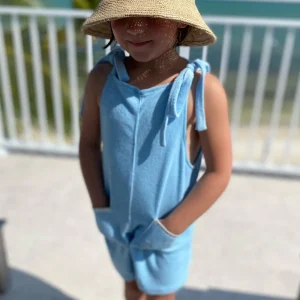 minnow Rompers<Girls Blue French Terry Romper French Blue