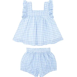 minnow Sets<Girls Blue Gingham Bloomer Set Oasis Blue Gingham