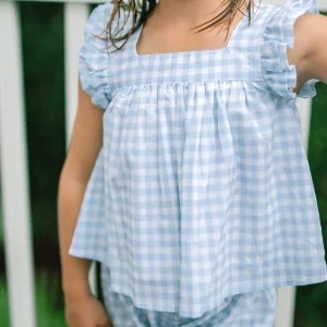 minnow Sets<Girls Blue Gingham Bloomer Set Oasis Blue Gingham