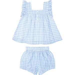 minnow Sets<Girls Blue Gingham Bloomer Set Oasis Blue Gingham