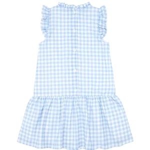 minnow Dresses<Girls Blue Gingham Drop Waist Dress Oasis Blue Gingham