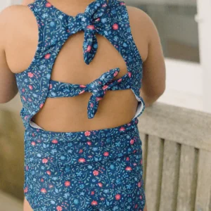 minnow One Pieces<Girls Double Bow One Piece Midnight Vineyard