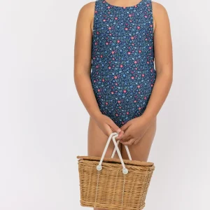 minnow One Pieces<Girls Double Bow One Piece Midnight Vineyard
