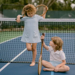 minnow Dresses<Girls French Terry Dress Light Blue