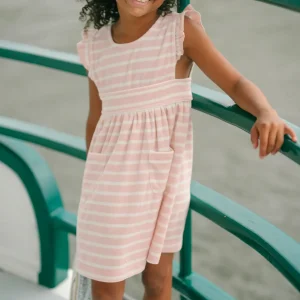 minnow Terry<Girls French Terry Pinafore Dress | Swim Pink And Cream