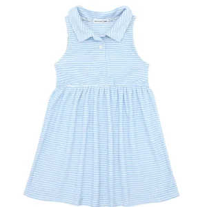minnow Dresses<Girls French Terry Tennis Dress Powder Blue Stripe