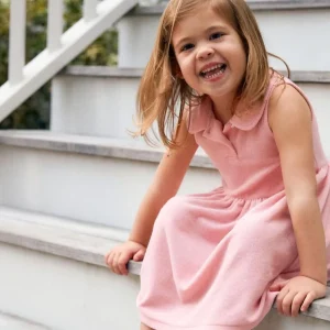 minnow Dresses<Girls French Terry Tennis Dress Conch Pink