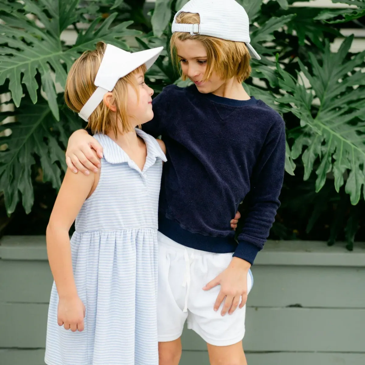 girls_french_terry_tennis_1-5.webp minnow Terry<Girls French Terry Tennis Dress Powder Blue Stripe