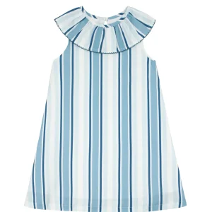 minnow Dresses<Girls Freshwater Stripe Ruffle Collar Dress | Swim White
