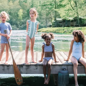 minnow One Pieces<Girls Gathered One Piece | Swim Freshwater Blue
