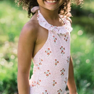 minnow Rashguards<Girls Halter One Piece Raspberry Red