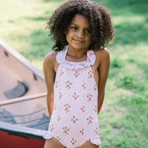 minnow Rashguards<Girls Halter One Piece Raspberry Red