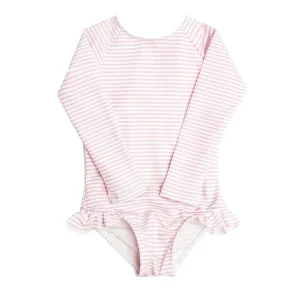 minnow One Pieces<Girls Light Rashguard One Piece Pink Stripe