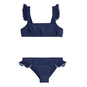 minnow Bikinis<Girls Navy And White Tie Back Bikini