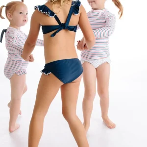 minnow Bikinis<Girls Navy And White Tie Back Bikini