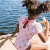 minnow Rashguards<Girls Puff Sleeve One Piece | Swim Raspberry Red