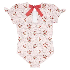 minnow One Pieces<Girls Puff Sleeve One Piece | Swim Raspberry Red