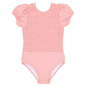 minnow One Pieces<Girls Puff Sleeve Smocked One Piece Sorbet Pink