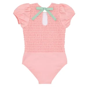 minnow One Pieces<Girls Puff Sleeve Smocked One Piece Sorbet Pink