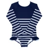 minnow Rashguards<Girls Rashguard One Piece | Swim Navy Breton Stripe