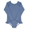 minnow Rashguards<Girls Rashguard One Piece | Swim Navy Gingham