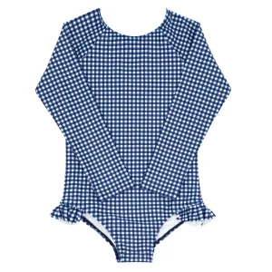 minnow Rashguards<Girls Rashguard One Piece | Swim Navy Gingham