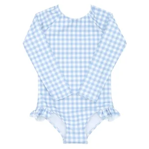 minnow Rashguards<Girls Rashguard One Piece Oasis Blue Gingham