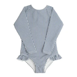 minnow Rashguards<Girls Rashguard One Piece | Swim Navy Stripe