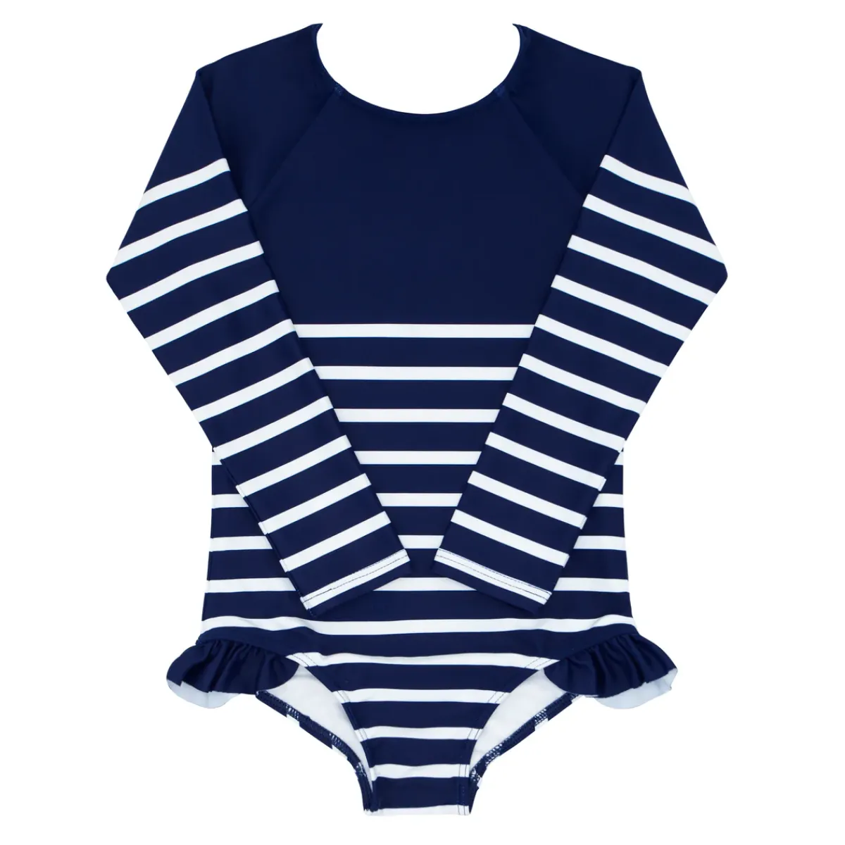 girls_rashguard_one_piece_0-4.webp minnow One Pieces<Girls Rashguard One Piece | Swim Navy Breton Stripe