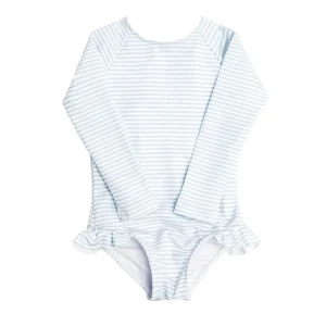 minnow One Pieces<Girls Rashguard One Piece Powder Blue Stripe