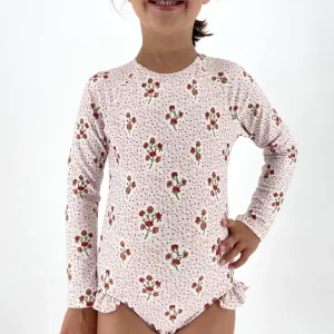 minnow Rashguards<Girls Rashguard One Piece | Swim Raspberry Red