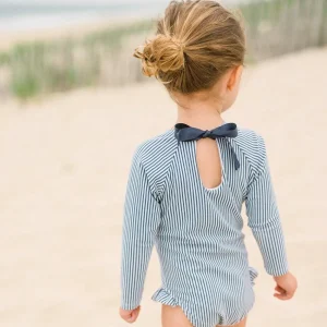 minnow Rashguards<Girls Rashguard One Piece | Swim Navy Stripe