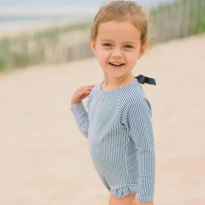 minnow Rashguards<Girls Rashguard One Piece | Swim Navy Stripe