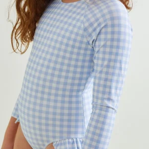 minnow One Pieces<Girls Rashguard One Piece Oasis Blue Gingham